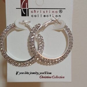Sparkling Silver Hoop Earrings